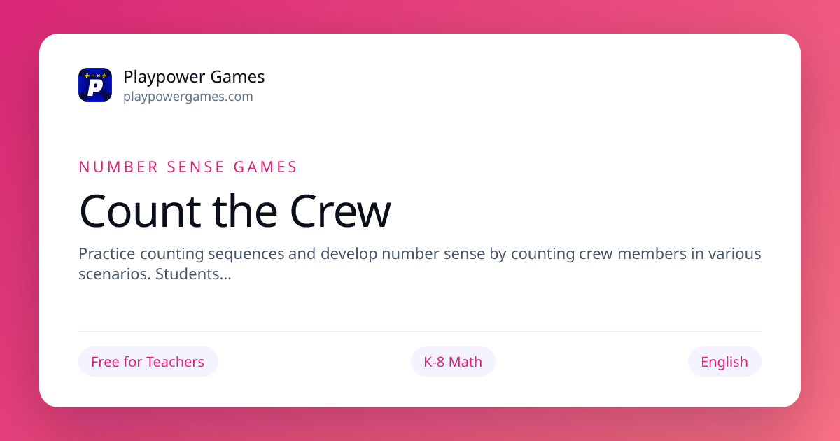 Count the Crew: Free Online Number Sense Games for Kindergarten, 1st ...