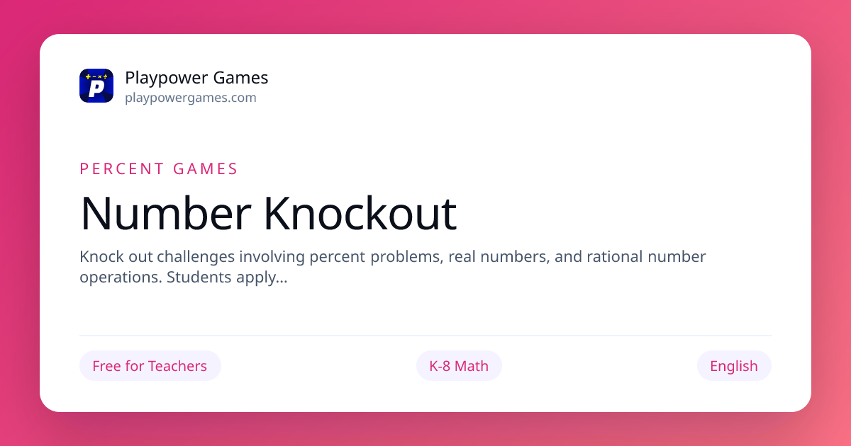 Number Knockout: Free Online Percent Games for 7th Grade, 8th Grade ...
